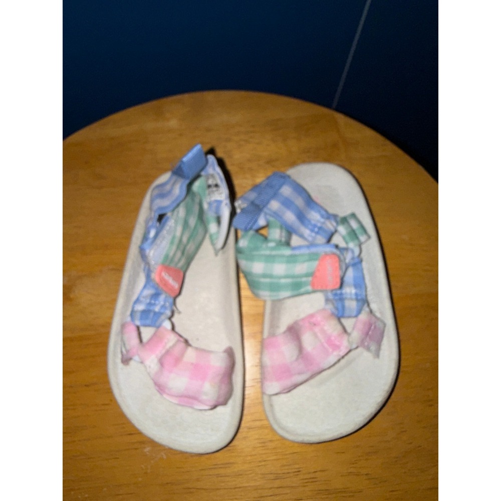 Carters Toddler Girl Gingham Sandals Multi Color Pink Green Blue Size 5